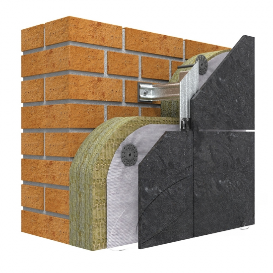 Подсистема оцинкованная Из керамогранита Кляммер Видимый способ Вертикальная подконструкция