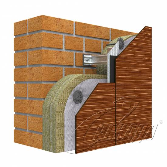 Фасадные системы - Подсистема оцинкованная Из HPL-панелей Заклёпка/ саморез Видимый способ Вертикальная подконструкция