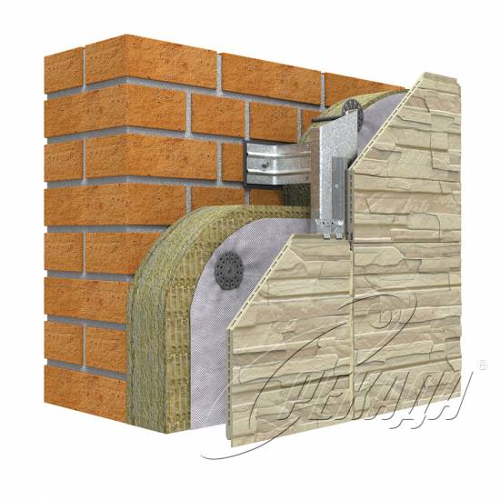 Фасадные системы - Подсистема оцинкованная Из японских панелей Кляммер скрытый Скрытый способ Вертикальная подконструкция