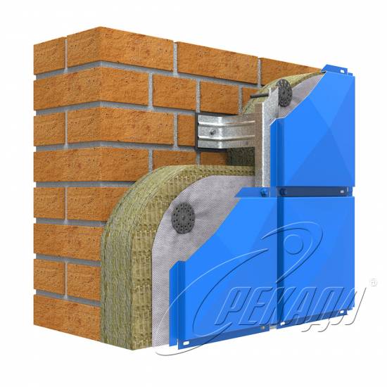 Фасадные системы - Подсистема оцинкованная Из металлокассет Заклепка/саморез Видимый способ Вертикальная подконструкция