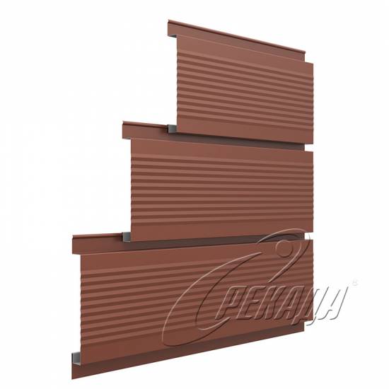 Линеарные панели для вентфасада - RAL 8004 открытый торец